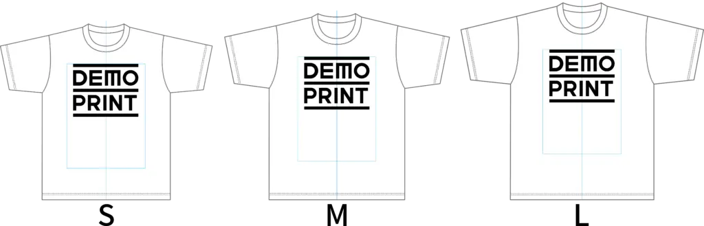 オリジナルTシャツ・ウェアのサイズ別イメージ