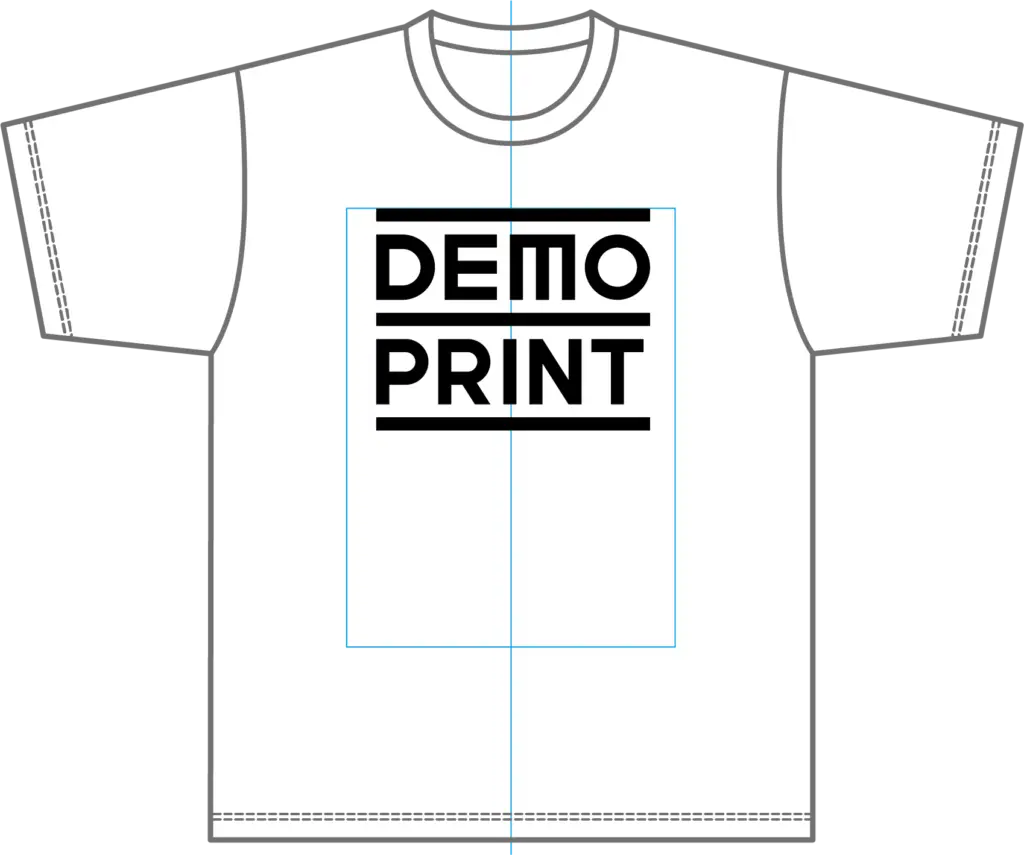 テンプレートの絵型状に表示されるガイド線(プリント可能位置&範囲)